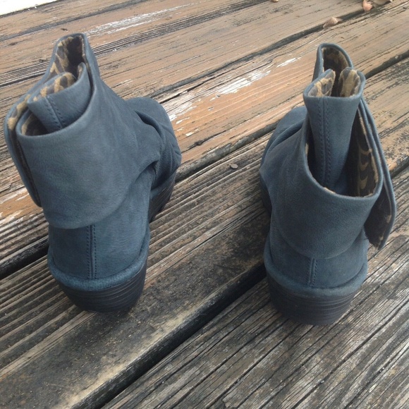 Fly London Green Brown Suede Ankle Lace Boots Booties Sz 7.5 8 EU 38 Wedge Shoes - Picture 3 of 6